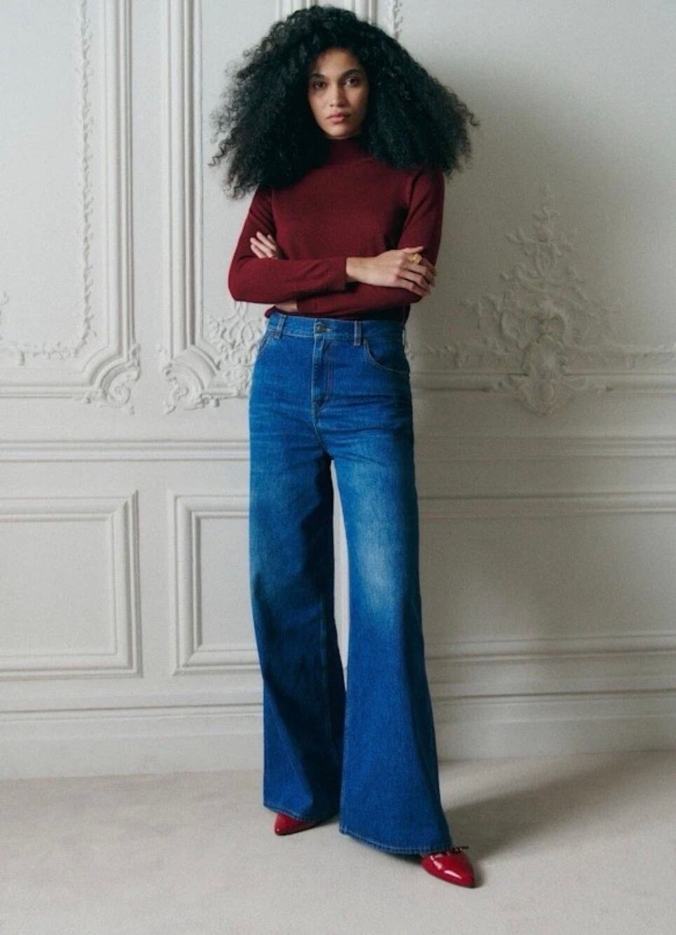 Sezane Jacob Jumper Merino Wool in Garnet Red Size Small